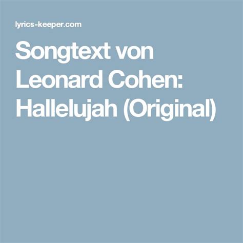 lucy thomas hallelujah songtext|Halleluja by Leonard Cohen